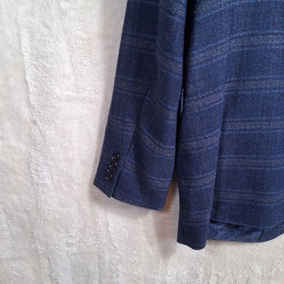 Johnston Murphy Blazer Blue Plaid Windowpane NWT Jacket Sport Coat Suit - Picture 4 of 7